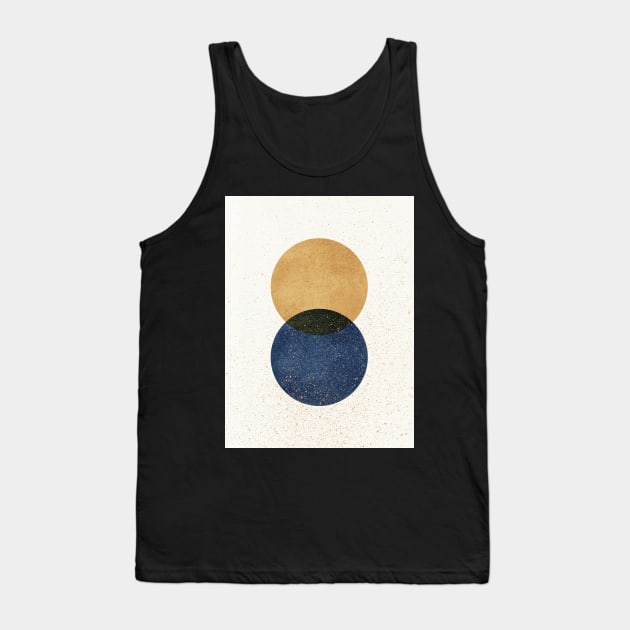 Circle Abstract - Gold Navy Blue Texture Tank Top by moonlightprint